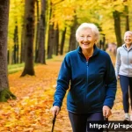 체력 향상을 위한 운동 - **Prompt:** A diverse group of people, aged 20s to 50s, joyfully engaging in a brisk Nordic walking ...