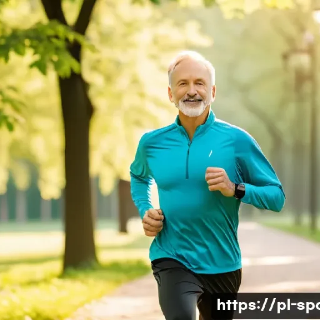 운동의 생리학적 효과 - A dynamic scene of a middle-aged Polish man jogging through a scenic park in Warsaw during early mor...